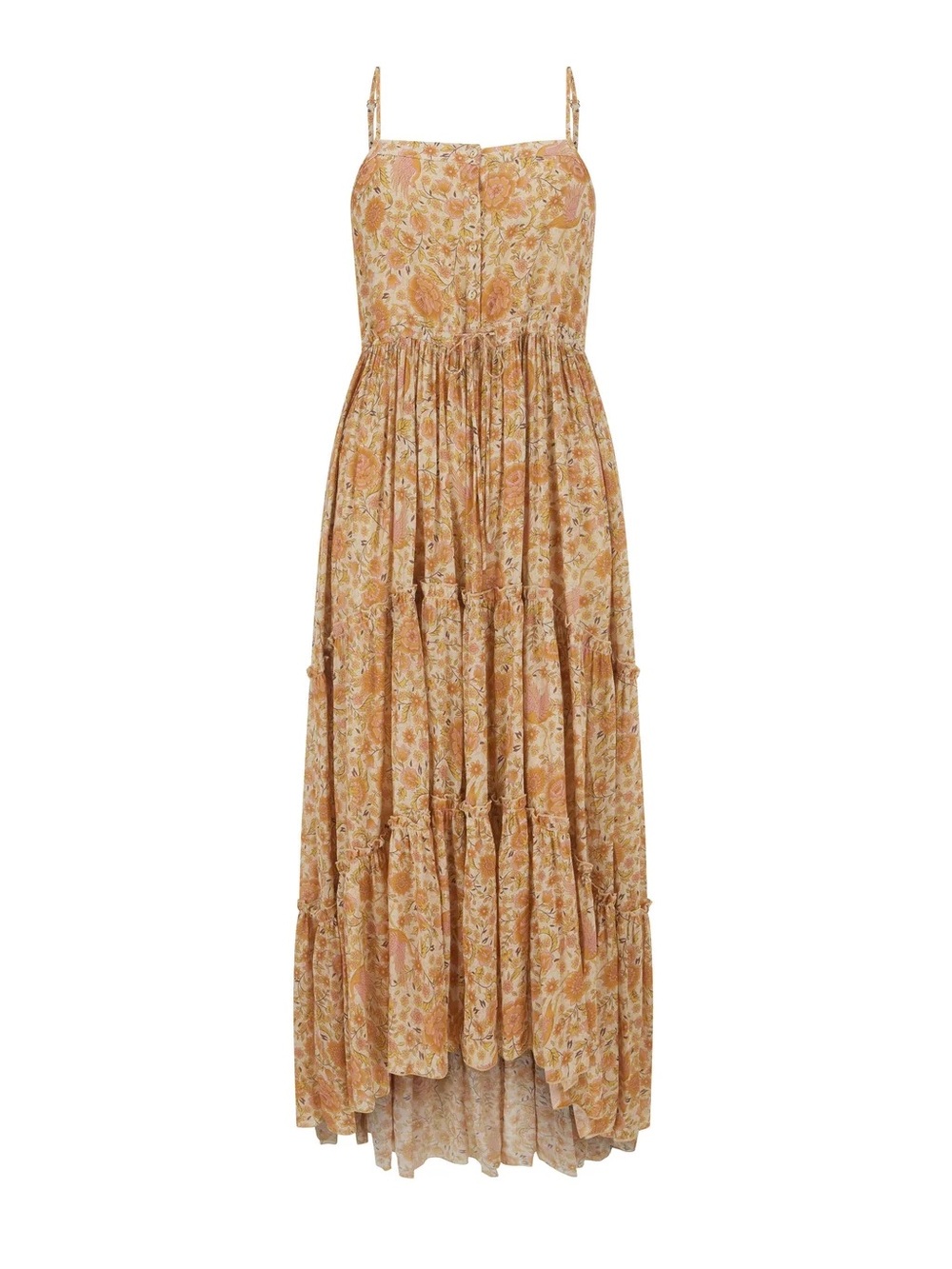 NWOT Spell & the gypsy Sunwashed Strappy Midi Dress brown/pink floral, XL. - Picture 11 of 12